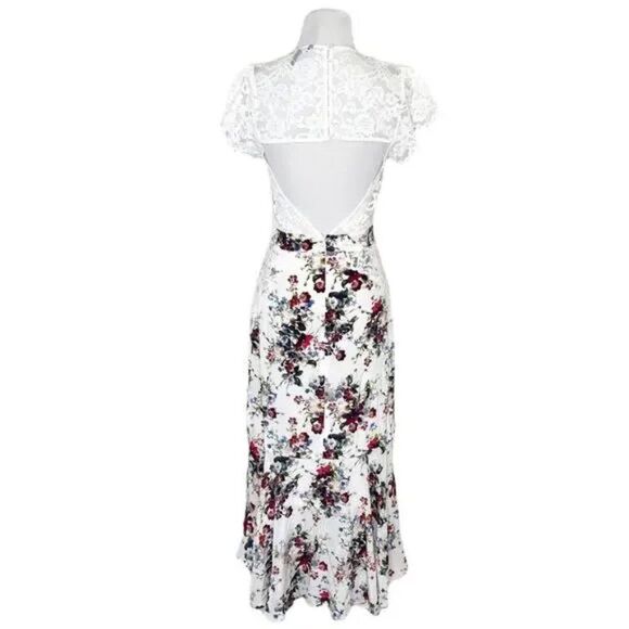 Marissa Webb | Gorgeous! Imani back cutout floral silk print & lace dress MED - Picture 11 of 14